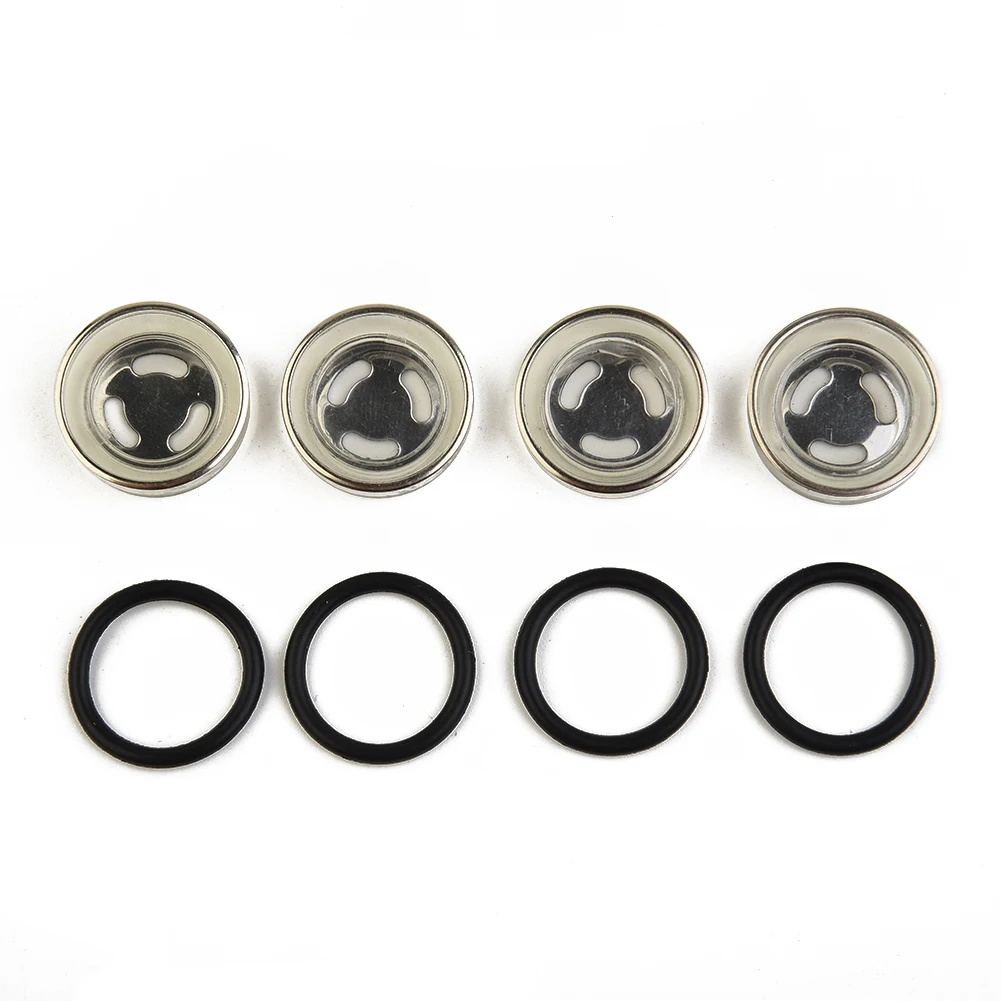 

18mm Motorcycle Bike Brake Master Cylinder Reservoir Sight Glass Len Gasket Motorbike Brakes Metal/ABS Silver Parts