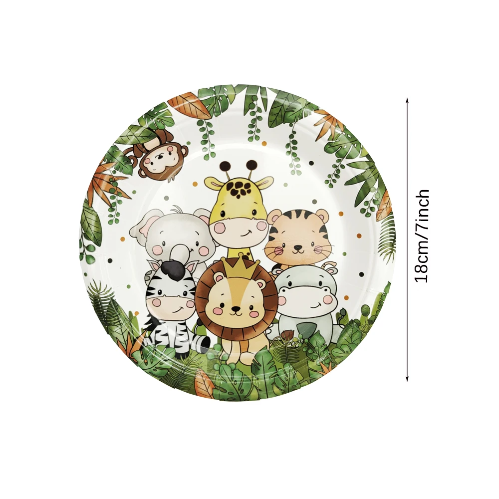 Dschungel-Party Einweg-Geschirr-Set Wild One Safari Tier Pappteller Becher für Geburtstagsfeier Dekoration Babyparty – Detail 4