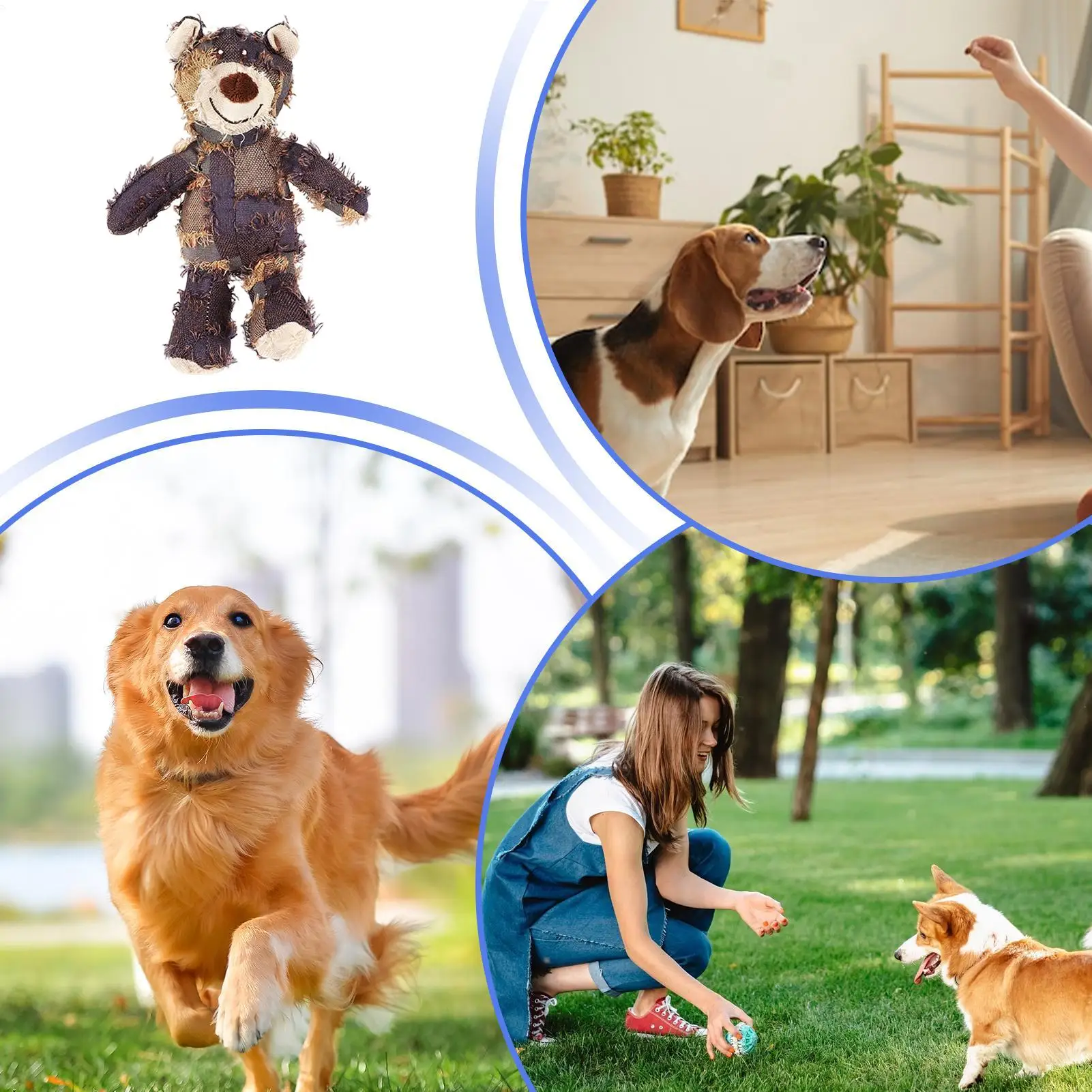 Hundekamerad für Kauer: Unzerstörbares Bärenspielzeug, robustes Quietschspielzeug für aggressive Kauer, gefülltes Plüsch-Hundespielzeug – Detail 6