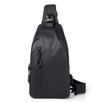 1 Men's Large Capacity Usb Charging Multifunctional Chest Bag Fashion Simple Commuter Lightweight Shoulder Crossbody Bag 1