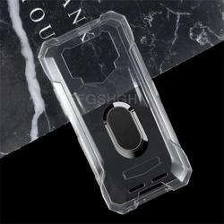 Premium TPU Soft Silicone Phone Cover with Back Ring Holder Bracket for DOOGEE S89 Pro (Clear Tpu A Black)