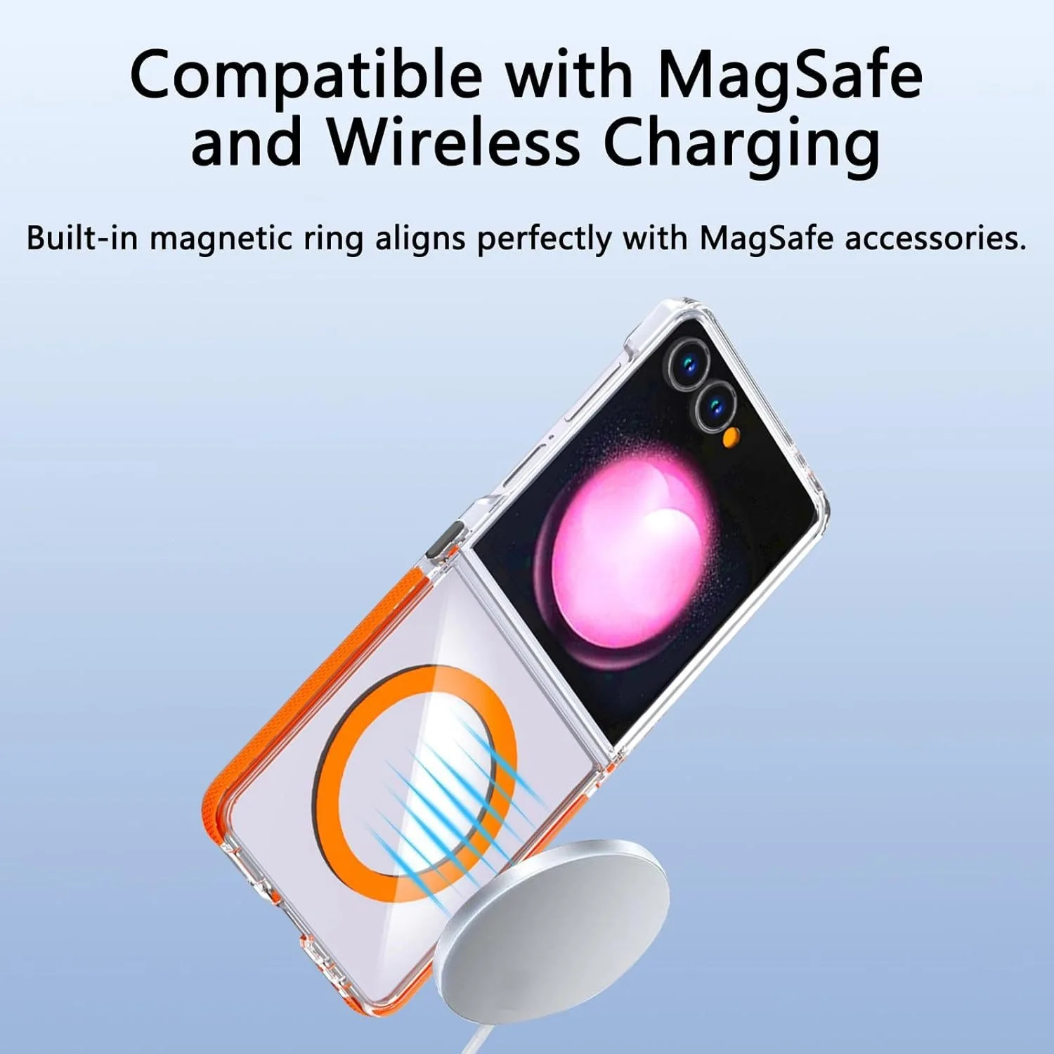 Luxury Transparent PC Case with MagSafe Wireless Charging and Hinge Protection - Shockproof Design