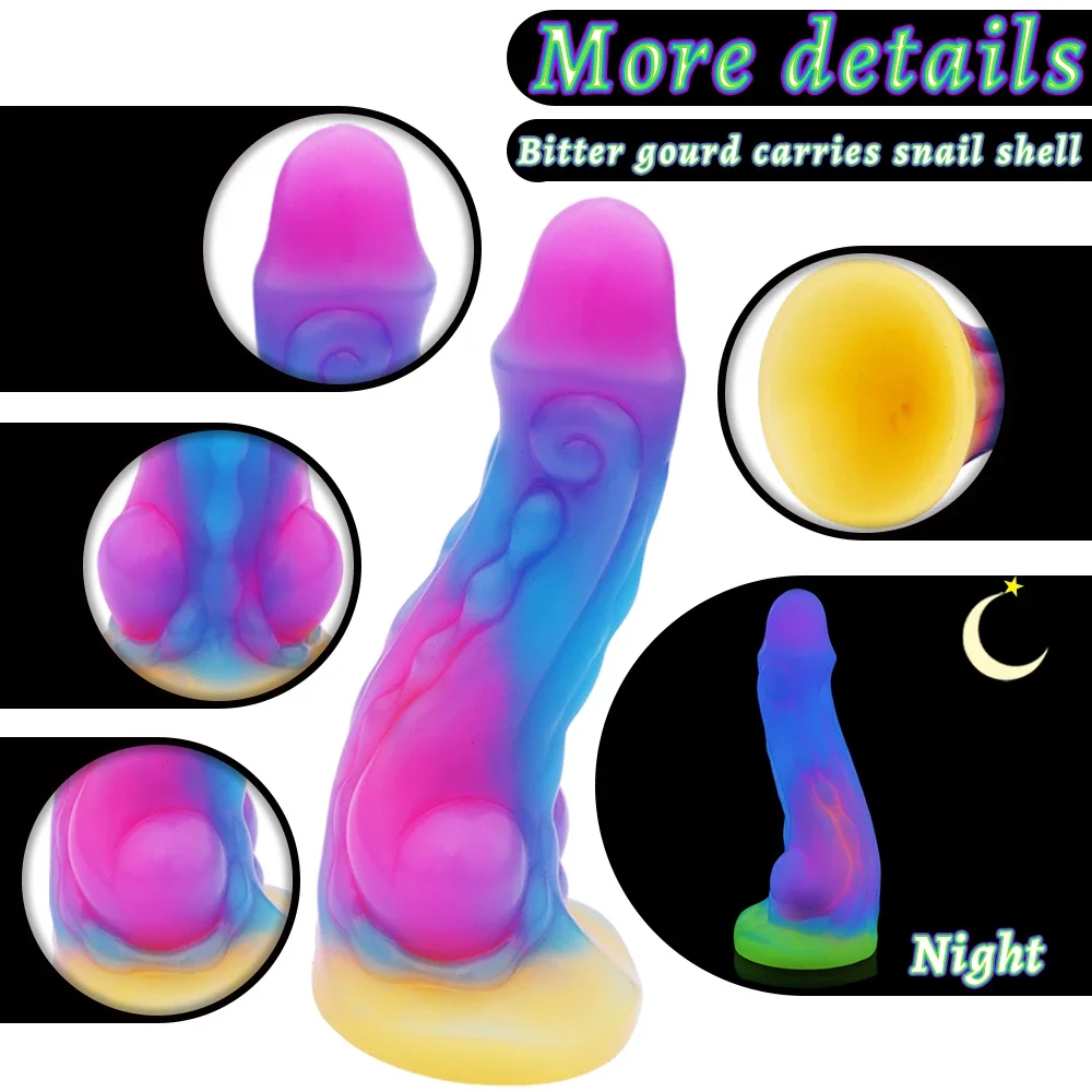 Sex Toys Cute Luminous Dildo Anal for Women Men Colourful Glowing Huge Dragon Monster Dildo Butt Plug Adult