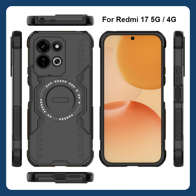 ELVEV Magnetic Wing Shield Case - Hard PC + Soft TPU Wireless Charging Phone Cover