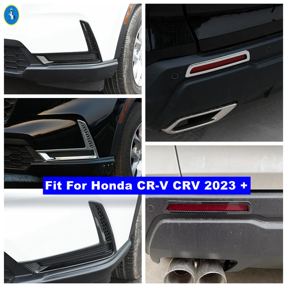 

Black / Carbon Fiber / Chrome Car Accessories Front Rear Bumper Fog Lights Lamps Decor Cover Trim For Honda CR-V CRV 2023 2024