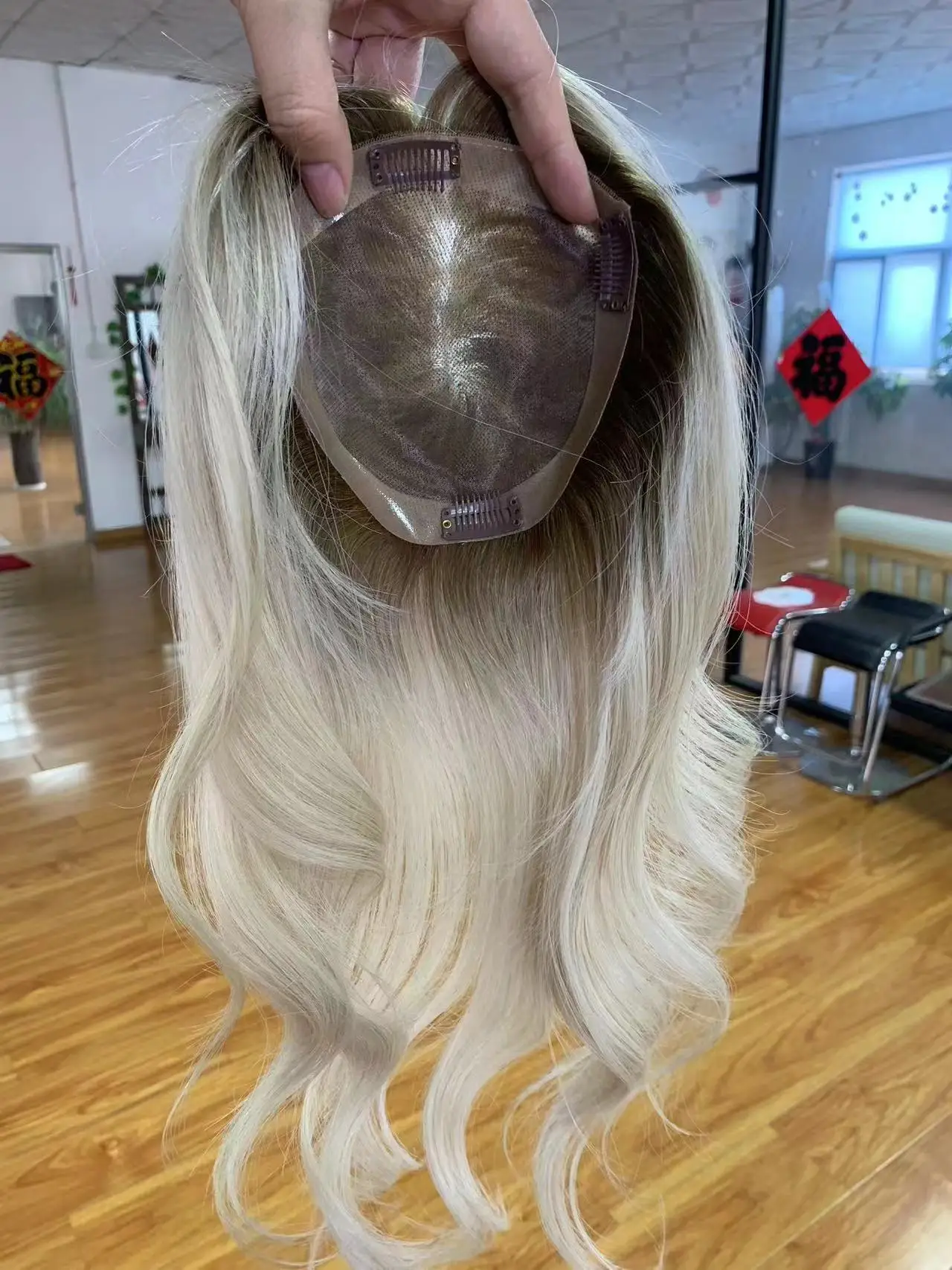 Topper per capelli MONO in pizzo 6x6 pollici, in capelli europei vergini, per donna, invisibili, con parte libera, extension per capelli - immagine 2