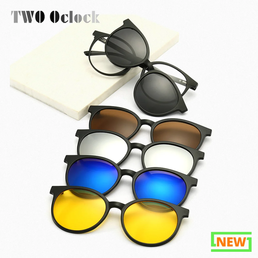 TWO Oclock Flip Up Sunglasses Women Men Polarized UV400 Clip On Glasses with Magnetic Clip Outdoor Driving Shades Optic Frame