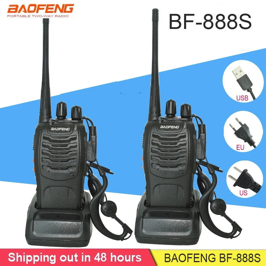 2Pcs Baofeng BF-888S Walkie Talkie Portable Radio BF888S 5W 16CH UHF BF 888S Comunicador Transmitter Transceiver radio set two way radio,walkie talkie,interphone radio