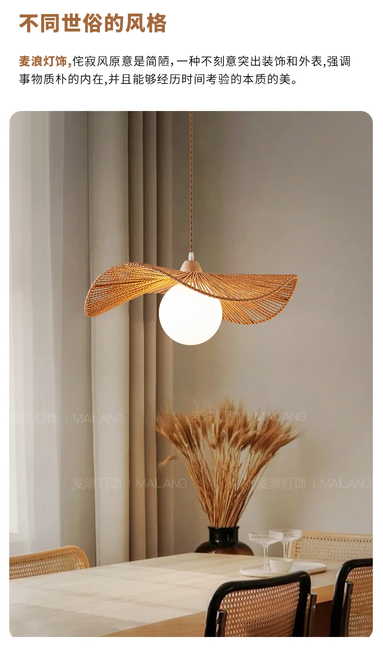Description Picture 6 of itemJapanese Cream Style Bar Counter Restaurant Chandelier Bedroom Study Wooden Style Tea Room Coffee Shop Hanging Lighting