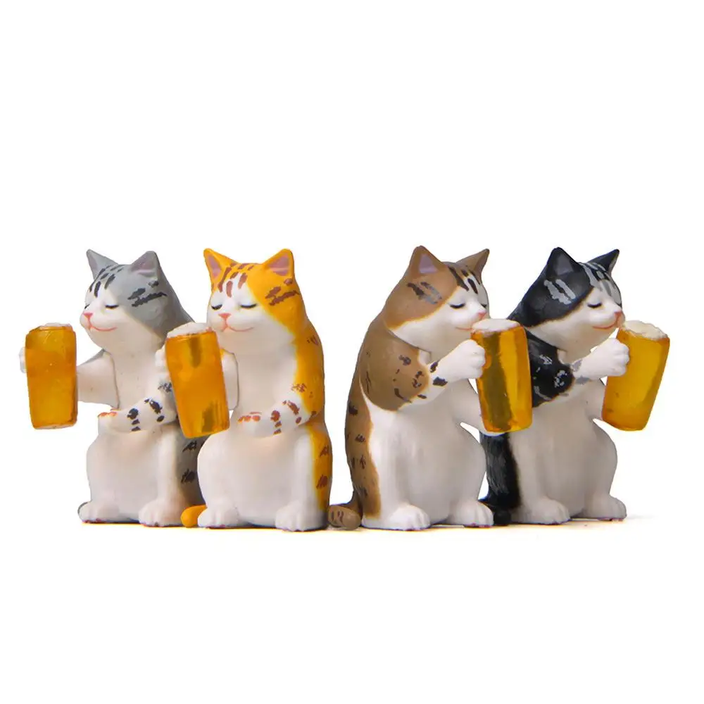 

Drunken Little Cat Decoration For Desk Shelf Fun Figure Miniature Home Garden Cats Landscape Ornament Decorations
