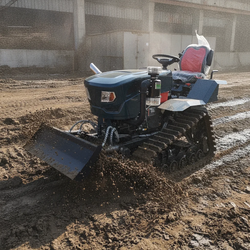 Mini-Raupenkultivator-Traktor 25 PS Aufsitz-Gummiketten-Traktor Multifunktionale Landwirtschaftsmaschine für kleine Familienbetriebe