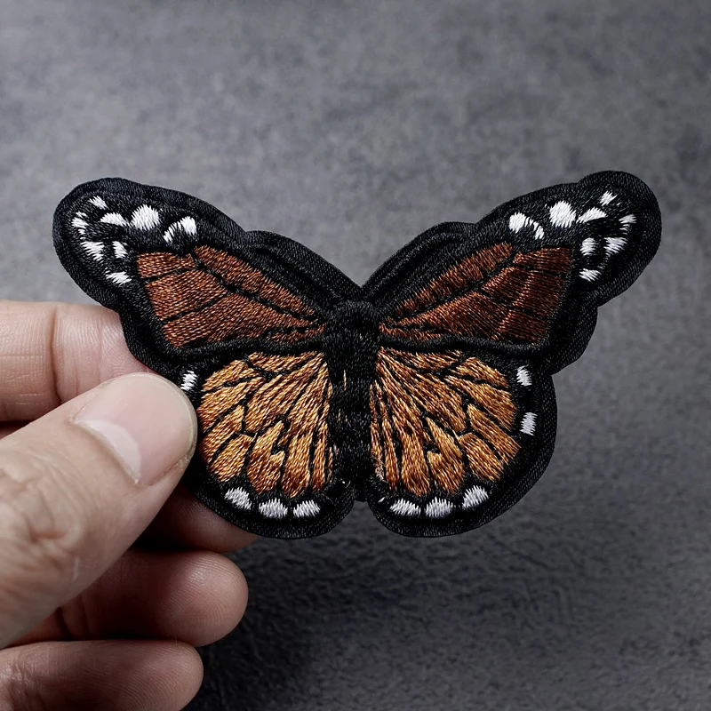 Pink Monarch Butterfly Embroidered Patch