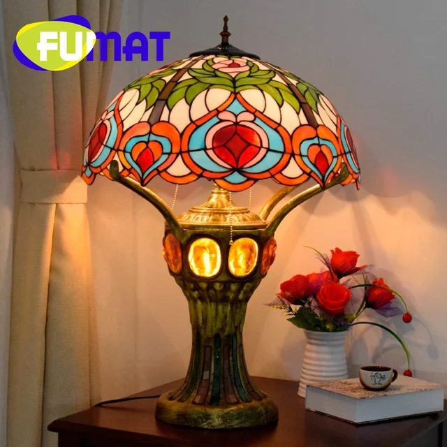 FUMAT Tiffany European style retro Mediterranean beauty desk lamp