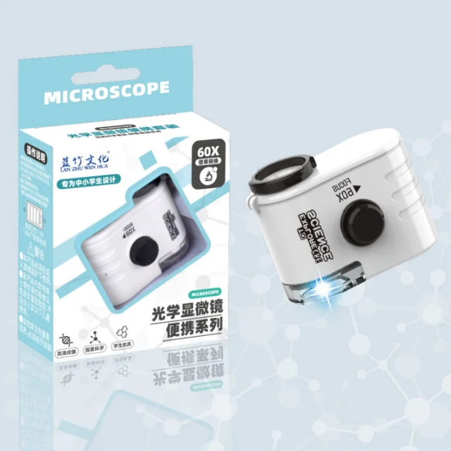 Microscope portable miniature 60X avec UV, microscope portatif miniature pour étudiants et laboratoires scientifiques 1