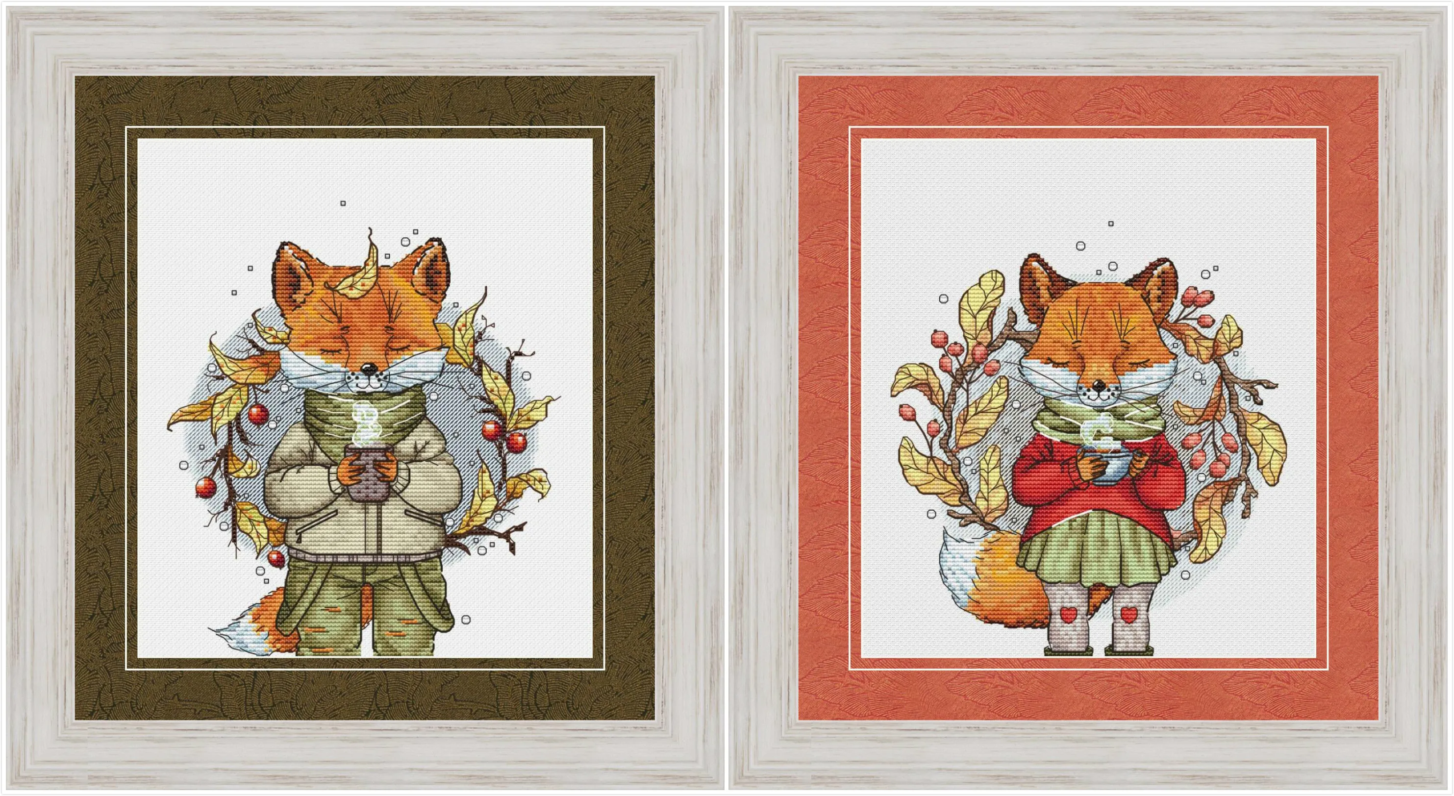 

Chinese Cross-Stitch Kits, Embroidery Needlework Sets, Coffee Fox, DIY Cross Stitch, 16CT, 14CT, 18CT