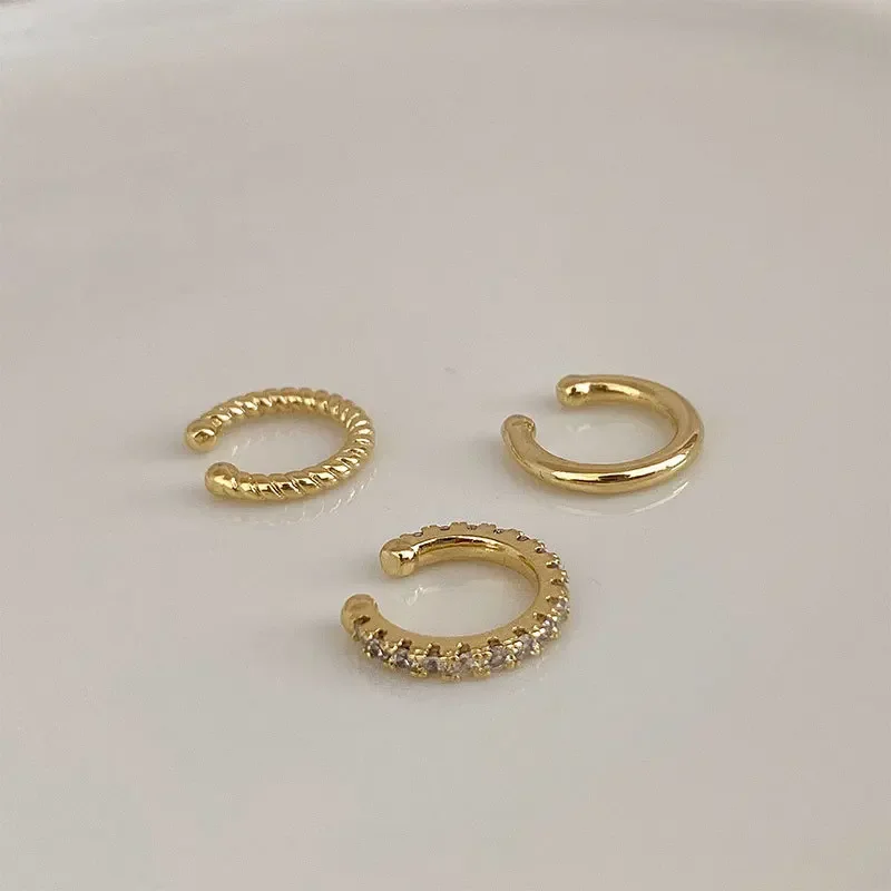 Delicate Zircon Cute Clip Earrings Women No Piercings Ear Cuff Fake Cartilage Earrings Clip on Jewelry 3Pcs/Set