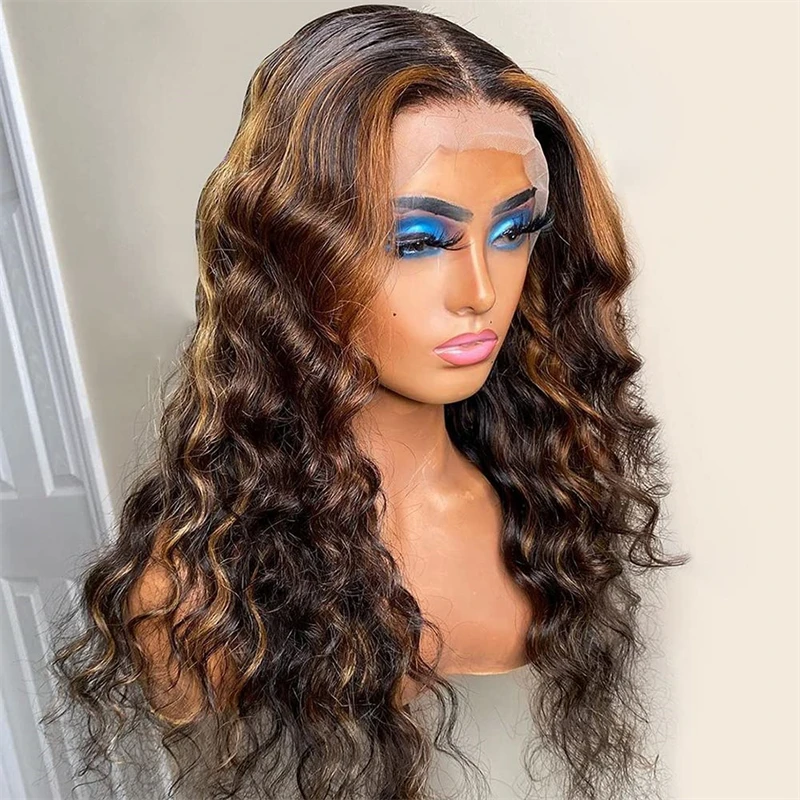 

Glueless 26 Inch Ombre Blonde Deep Wave Curly Soft European Jewish Human Hair Wig HD 13x4 Lace Front For Women With Baby Hair