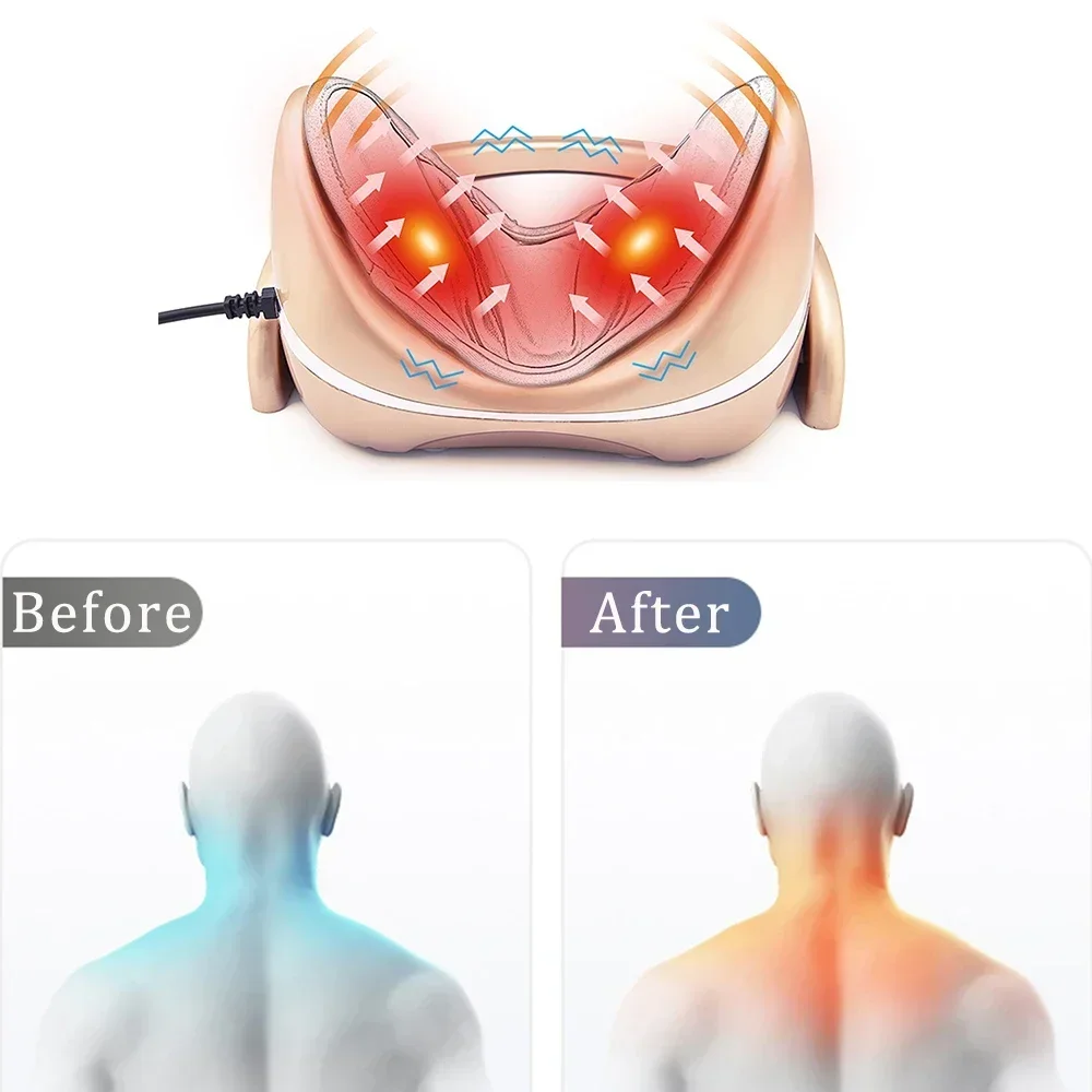 Elektrisches Nackenmassagegerät mit Heiz- und Knetfunktion, Schulter- und Nackenmassagekissen, Entspannungskissen mit Vibrationsmassage für die Halswirbelsäule_voghion.com