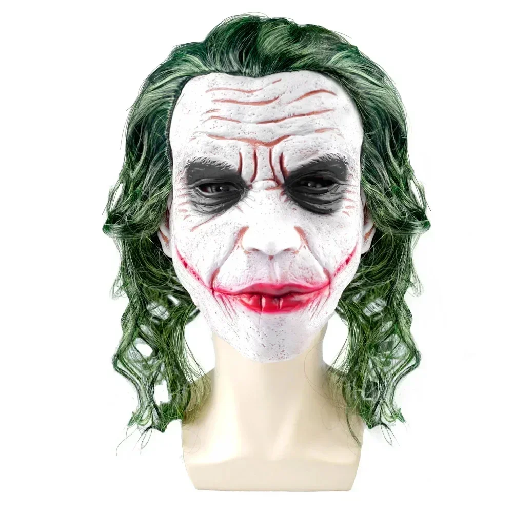DC Comics Joker Latex Mask and Green Wig Cosplay Set for Halloween (Unofficial)