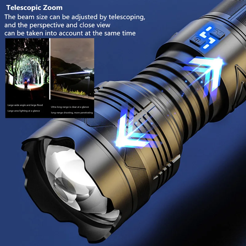 Super Bright 100W GT60 LED Flashlight Long Range 5000m