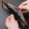 New Carbon Fiber Short Wallet Men's Card Bag Integrated Zipper Change Bag Holder Slim Minimalist Carbon Tri-Fold Wallet 3