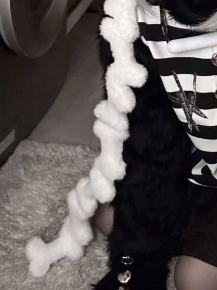 Y2k Aesthetic Furry Bone Long Scarves Streetwear Kawaii Cute Solid Color Women Scarf Winter Harajuku Fairy Grunge Neckerchief - Image 3