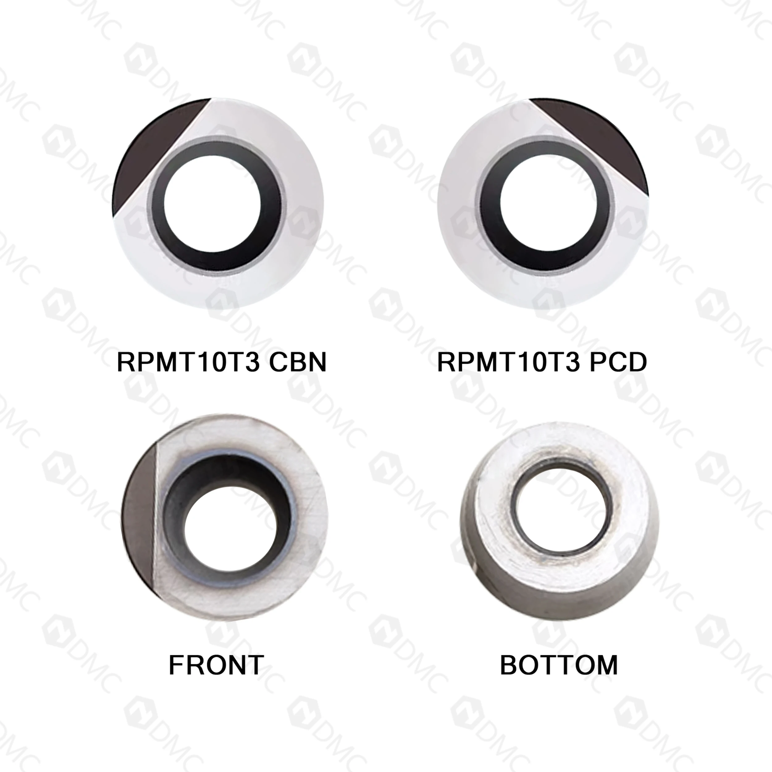 RPMT10T3 PCD CBN 큐빅 질화붕소 블레이드 고품질 밀링 퀜치드 스틸 및 구리 알루미늄용 R5 라운드 블레이드 CNC 도구