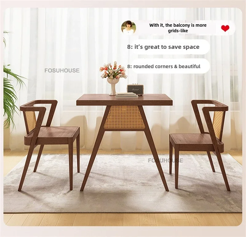 Solid Wood Garden Furniture Sets Household Balcony Patio Furniture Outdoor Set Light Luxury Backrest Chairs Outdoor Table Set