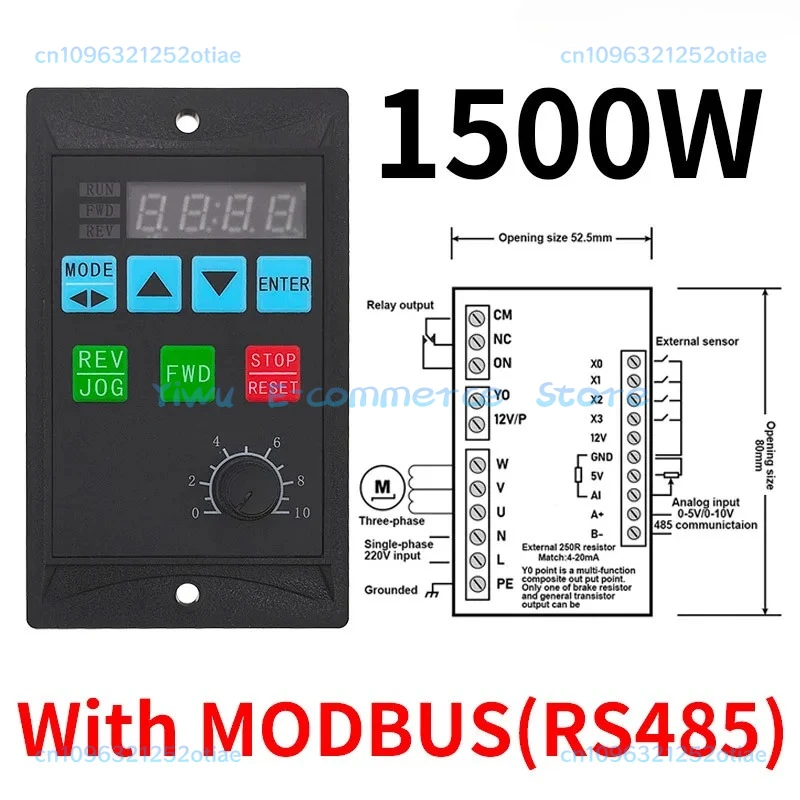 주파수 변환기 전기 인버터 1500W RS485 모터 드라이버 추가 0.75KW MCU 단상 입력 220V 3상 출력 0.4KW 1.5KW