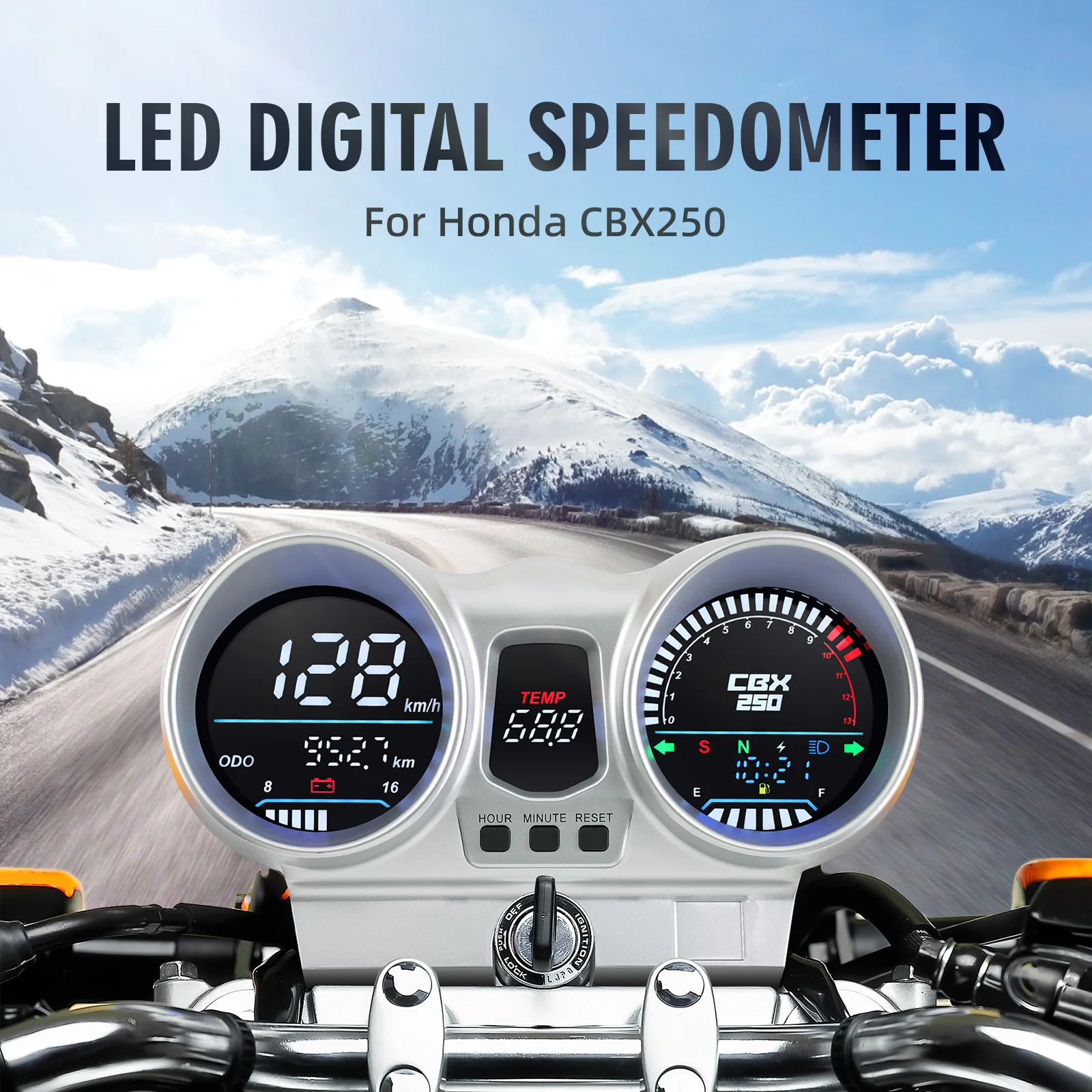 LED Dashboard Motorcycle Tachometer LCD Digital Speedometer OEM 37100-KPF-961 Fo