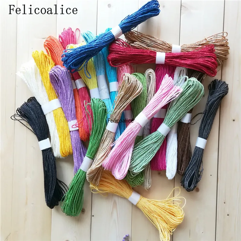 1pcs/lot 30M Rafi Grass Rope Double Piece Color Paper Rope Stickers Children DIY Hand-woven Kindergarten Art Materials raffia straw yarn straw yarn