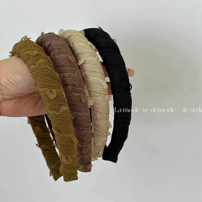 

New Elegant Padded Headband Solid Color Fabric Braided Wide Cross Puffy Hairbands Girl Women Winter Hair Accessories