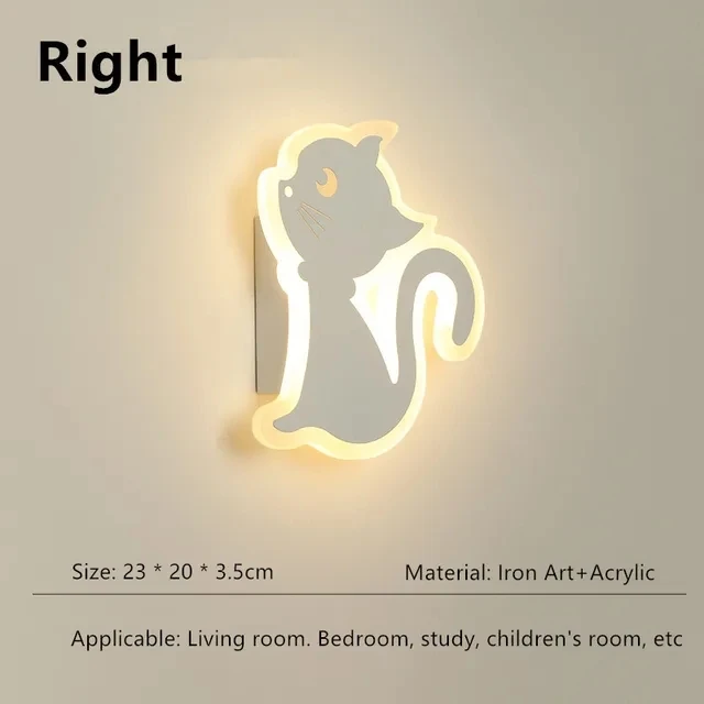 

Children's room wall light Northern Europe modern simple creative male and female bedroom minimalist bedside lamp cat wall light