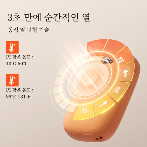 JISULIFE 3S 순간히터 보조배터리 60℃ 양면가열 대용량 지속 항온 16시간 max LED 디지털 디스플레이 포함 피부 친화적 소재 안전 보장-겨울 선물 선호-실외용 빠르고 따뜻한 손 사용 --5-7일 빠른 배송 2