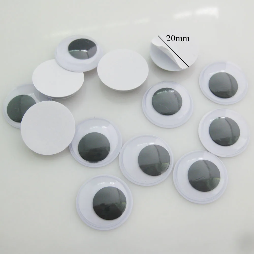 NBNLGO Multisizes 4mm-24mm Round Adhesive Dolls Wiggly Eyeballs 100Pcs/Lot DIY Arts Drawing Eyes Decoration