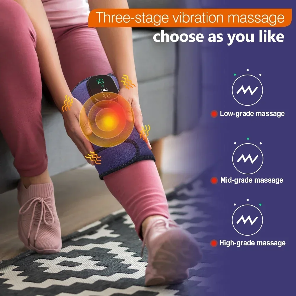 Eletric Heating Device Vibration Physiotherapy Knee Pads for Elbow Joint Osteoarthritis Rheumatic Pain Warm Massage_voghion.com