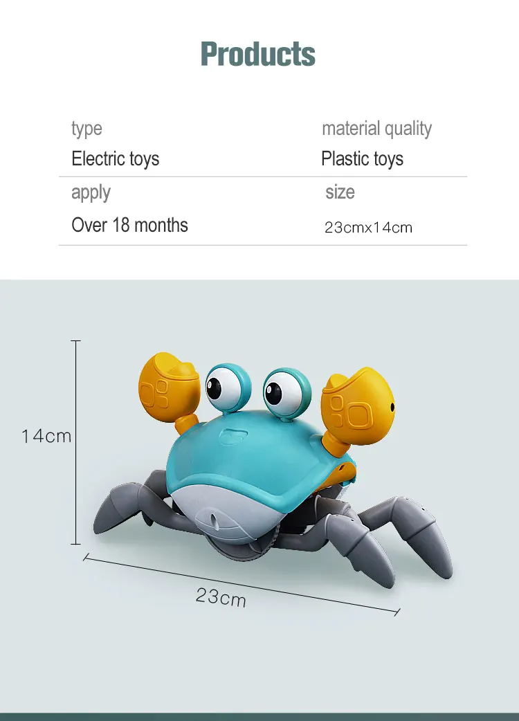 Crawling Crab Dancing Toy for Babies | Walking Dancing with Music Automatically Avoid Obstacles Toys