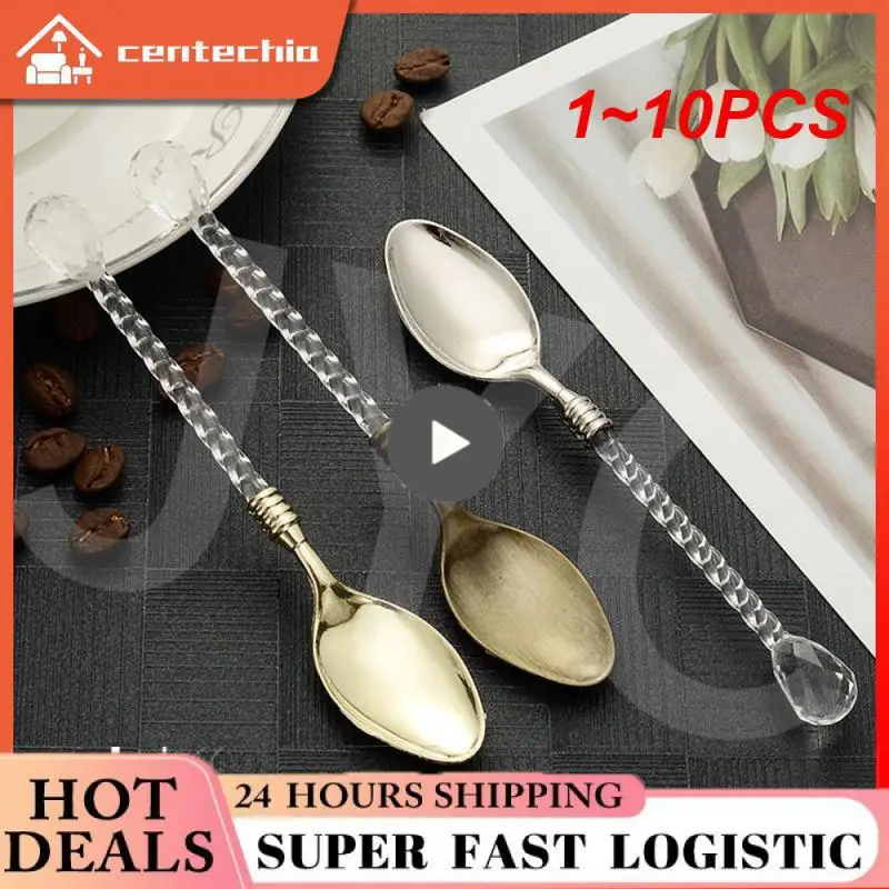 

1 ~ 10 шт. винтажные креативные хрустальные ложки для смешивания мороженого, кофе, десертов