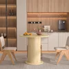 31.5 inch Round Dining Table for 2, Modern Farmhouse Kitchen Table, Small Circle Dining Tables with Wood Strip Base for Kitchen 6