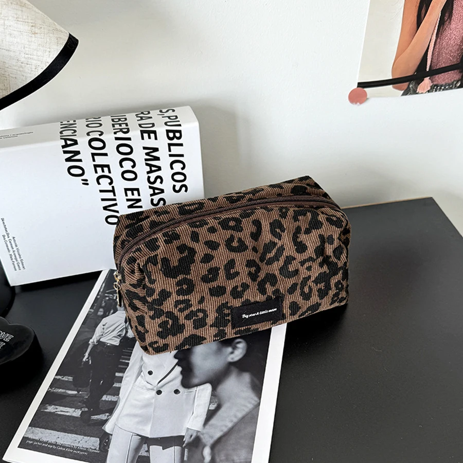 Leopard Print Makeup Bag Large-Capacity Cosmetic Organizer