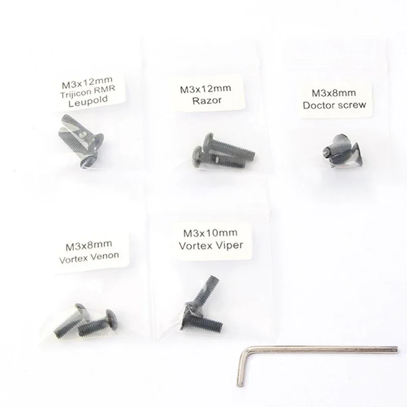 Tactical Pistol Red Dot Sight M3 Mounting Screw Kit M3&times;8/10/12mm Compatible R R/Leupold/Razor/Vortex Venon/Viper/Doctor red dot sight