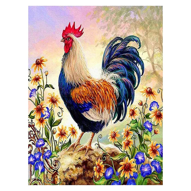 

HOT SALE Round Diamond Full Diamond Diamond Painting Set Living Room Decoration Children DIY Painting Tools Garden Rooster