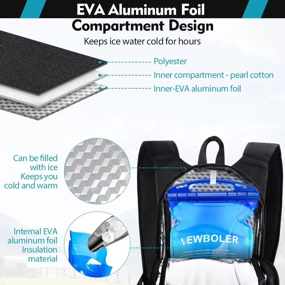 Tactical Backpack Large Capacity Travel Insulation Running Backpack Outdoor Multifunctional Sports Bag With 2L/500ML Water Bag
