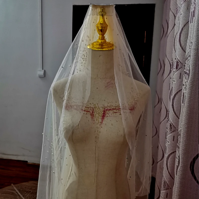 Brautschleier Perlen Diamant Schleier 2024 3 Meter Breit Kathedrale ...