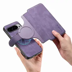 Versatile 2 - in - 1 Magnetic Flip Wallet Phone Case with Stand and Card Slots - Google Pixel 8 Pro (PURPLE)