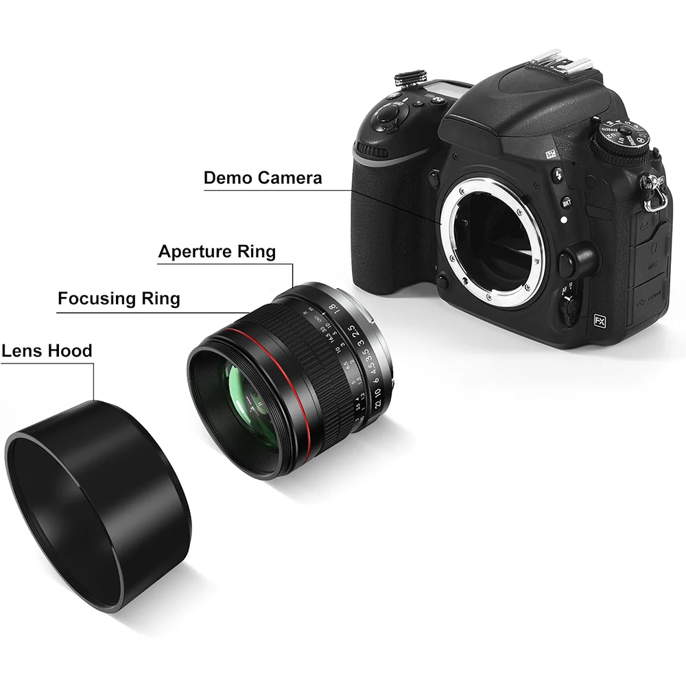 Lightdow 중간 망원 수동 초점 풀 프레임 인물 렌즈, 캐논 EOS Rebel T8i T7i T7 T6 T3i T2i 2000D 850D 용, 85mm F1.8