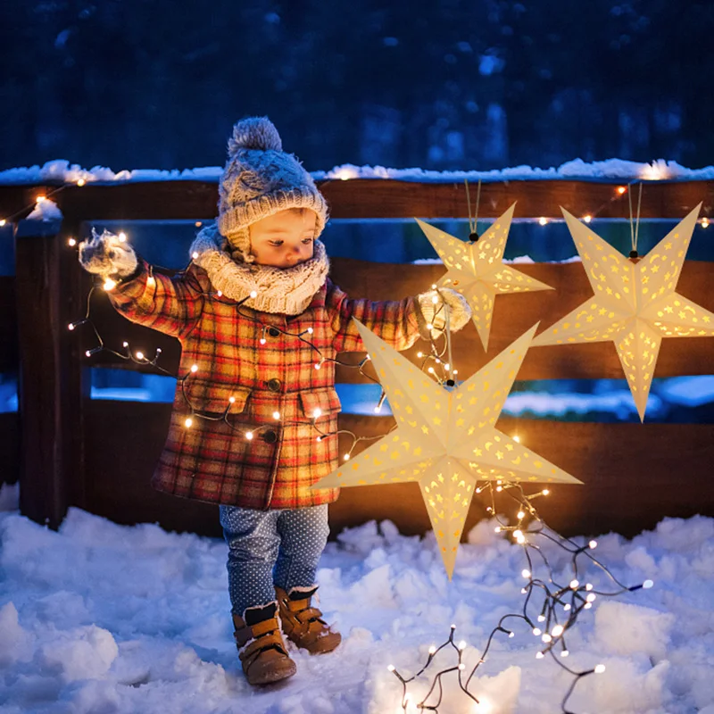 30/45/60 cm Aushöhlen Stern Licht Fenster Gitter Nachtlicht Papier Lampenschirm Hause Zimmer Garten Hängen anhänger Hochzeit Weihnachten Dekor – Detail 17