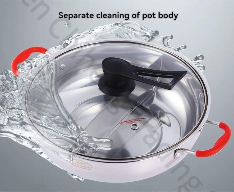 5L Stainless Steel Electric Hot Pot Chinese Hot Pot Twin Divided Hot Pot Cooker 4