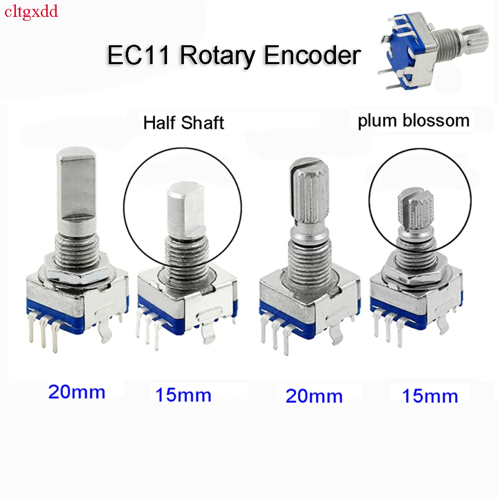 

cltgxdd 2PCS EC11 rotary encoder code switch knob encoder 15/20mm plum shaft half axis digital signal potentiometer