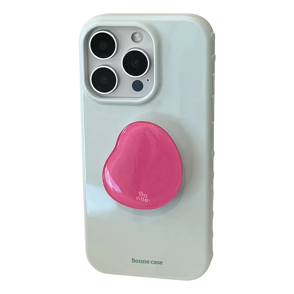 Chic Korean-Style Solid Color Soft Phone Case with Bracket – Shockproof Protective Cover